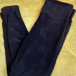 Black Floral Print Leggings (L) Mono B